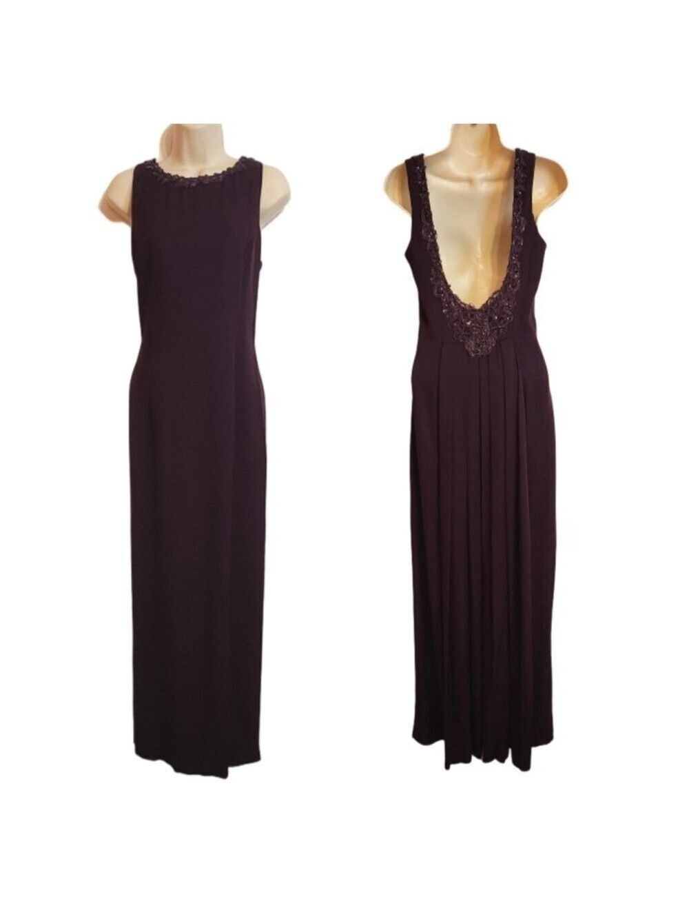 Scott McClintock Maxi Dress Plum Purple Beaded Vintage Size 4